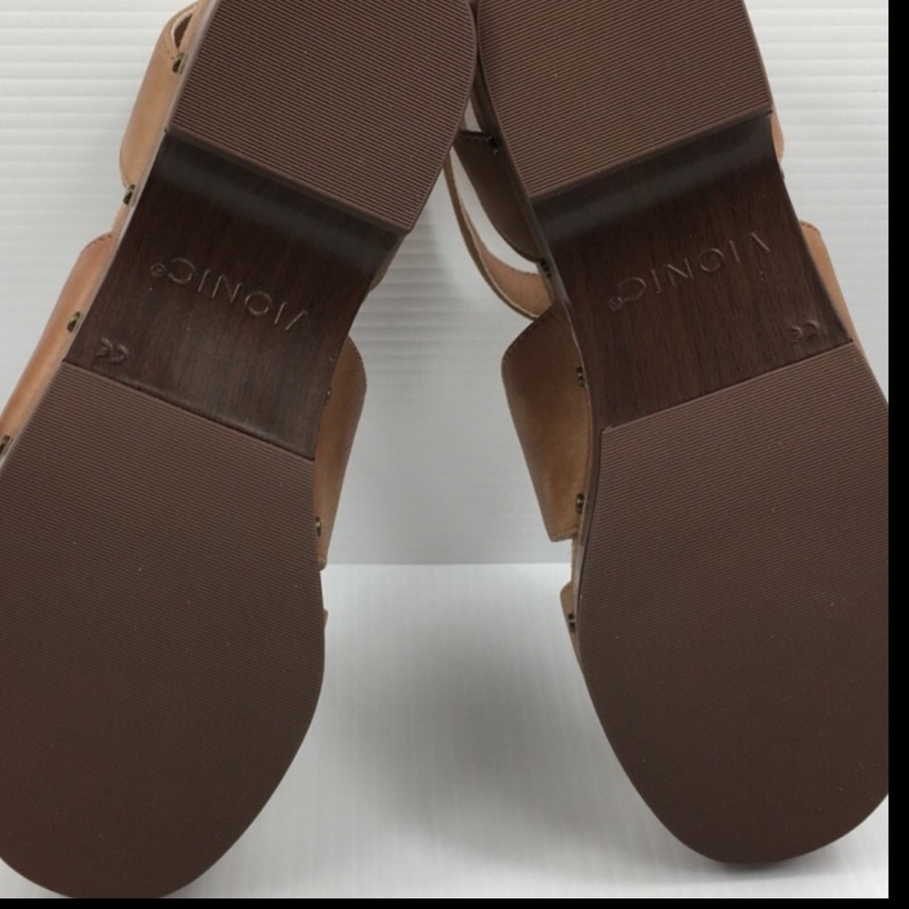 Vionic Faye Ankle Strap Clog Toffee Tan Leather NWOT - Picture 4 of 9